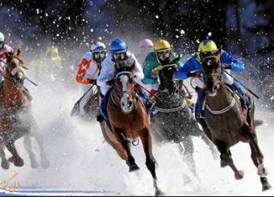 اوج هیجان و آدرنالین در مسابقه اسب سواری روی یخ سوئیس
