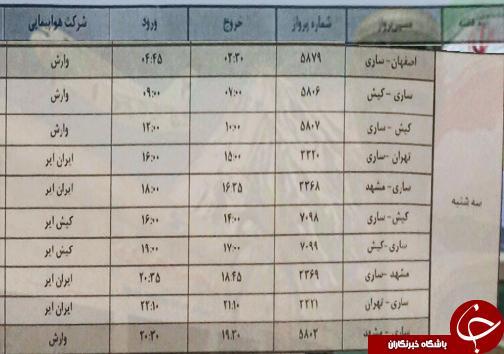 پرواز های سه شنبه 23 مهرماه فرودگاه های مازندران